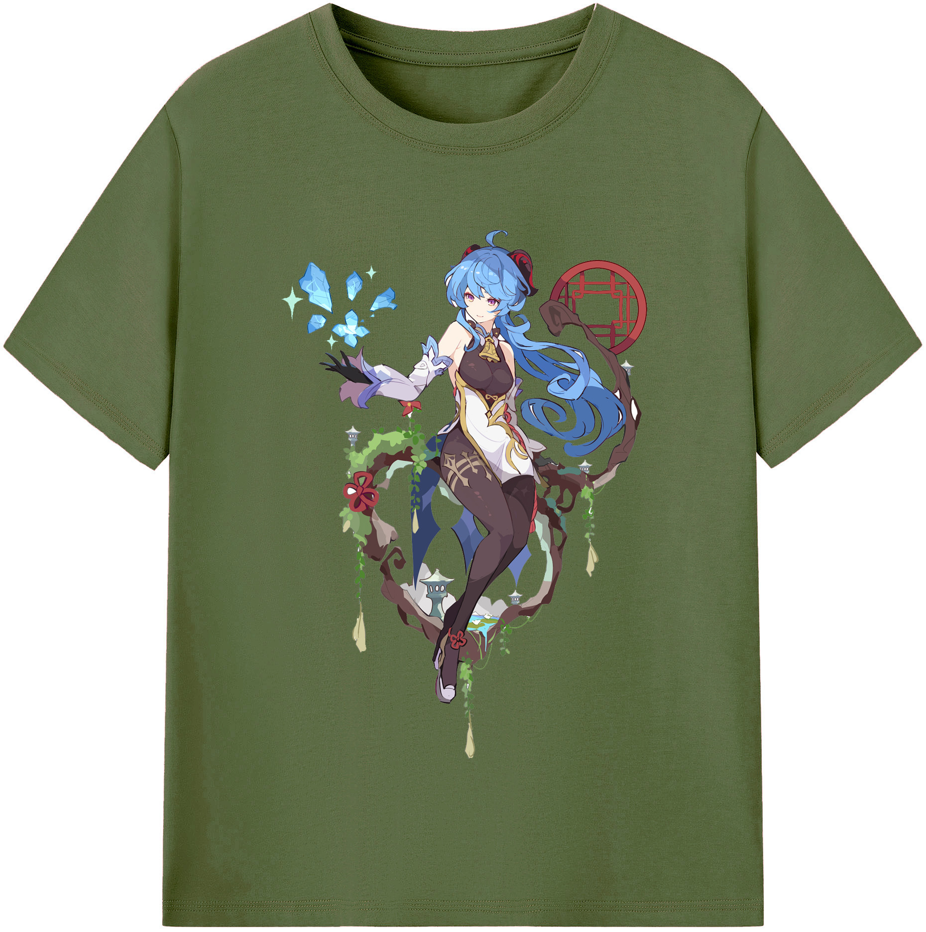 げんし神 甘雨 かんう genshin Ganyu 綿100％半袖Tシャツ（フロントプリント）